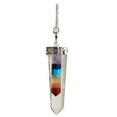 Crystal Pendulum - 7 Chakra Bounded Thin Point