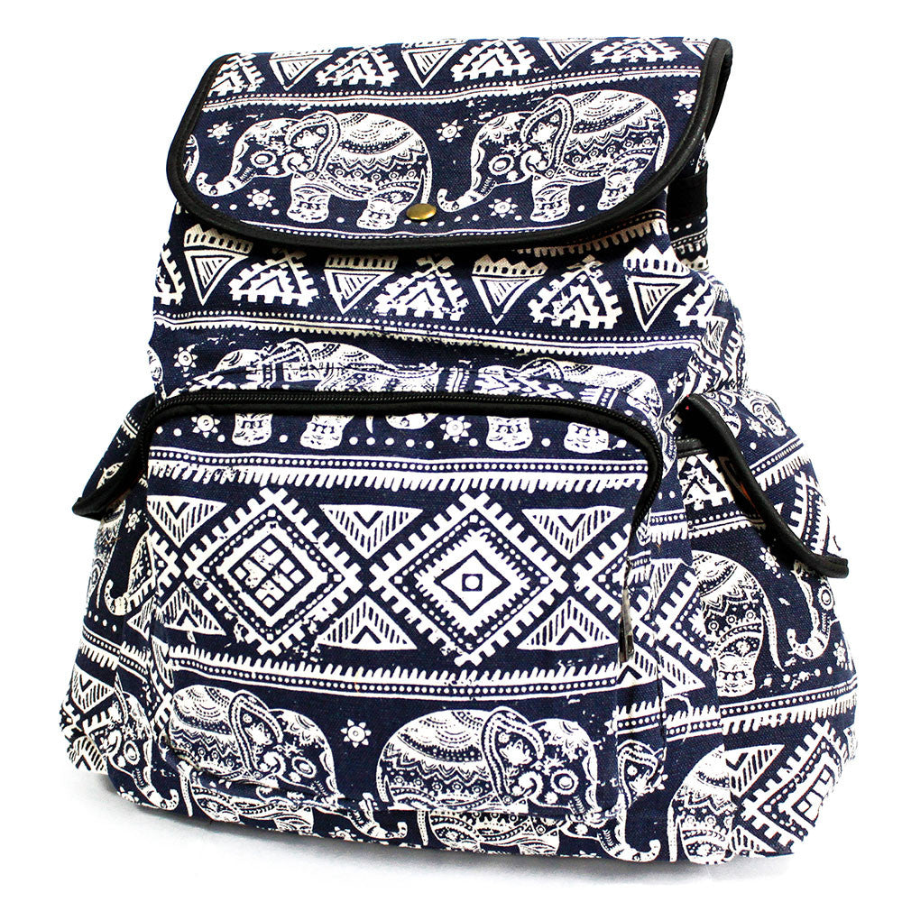 Traveller Backpacks - 3 Pocket Blue Elephant