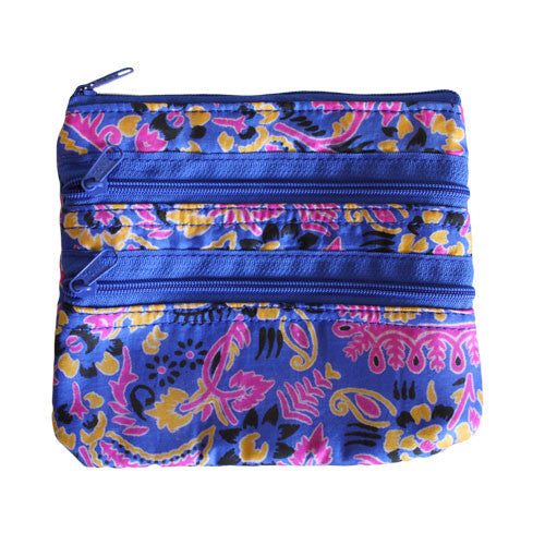 Alpana Silk Jewellery Pouch - Blue