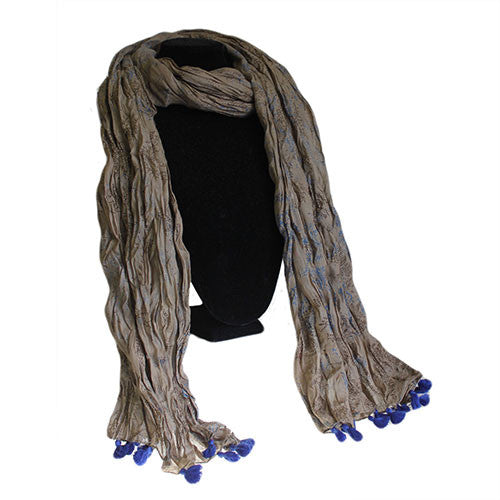 Antique Tasseled Scarf - Blue