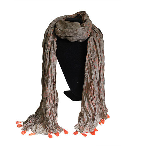 Antique Tasseled Scarf - Orange