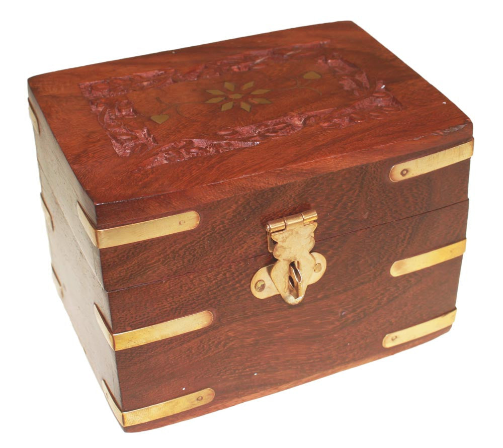 Carved Wooden Box holds 6x10ml bottles