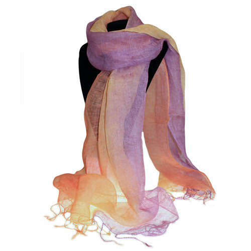 Classic Linen Scarf - Peach Purple Combo