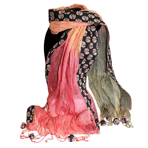Linen Décor Scarf - Peach Cream & Rose