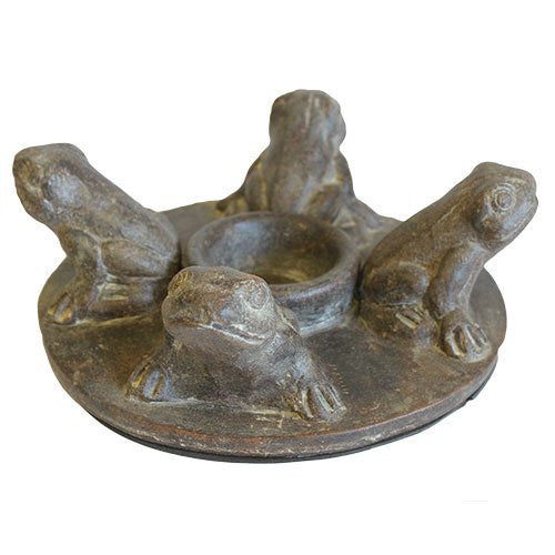 Antique  Frogs Candle Holder - Chocolate