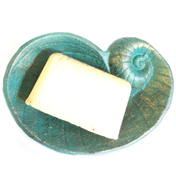 Cast Iron Soap Dish - Shell - Verdigris
