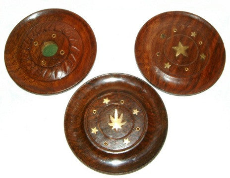 100mm Diameter Sheesham Wood Disc Cone & Incense Holder