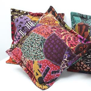 4x Java Batik Patchwork Cushion 40x40cm