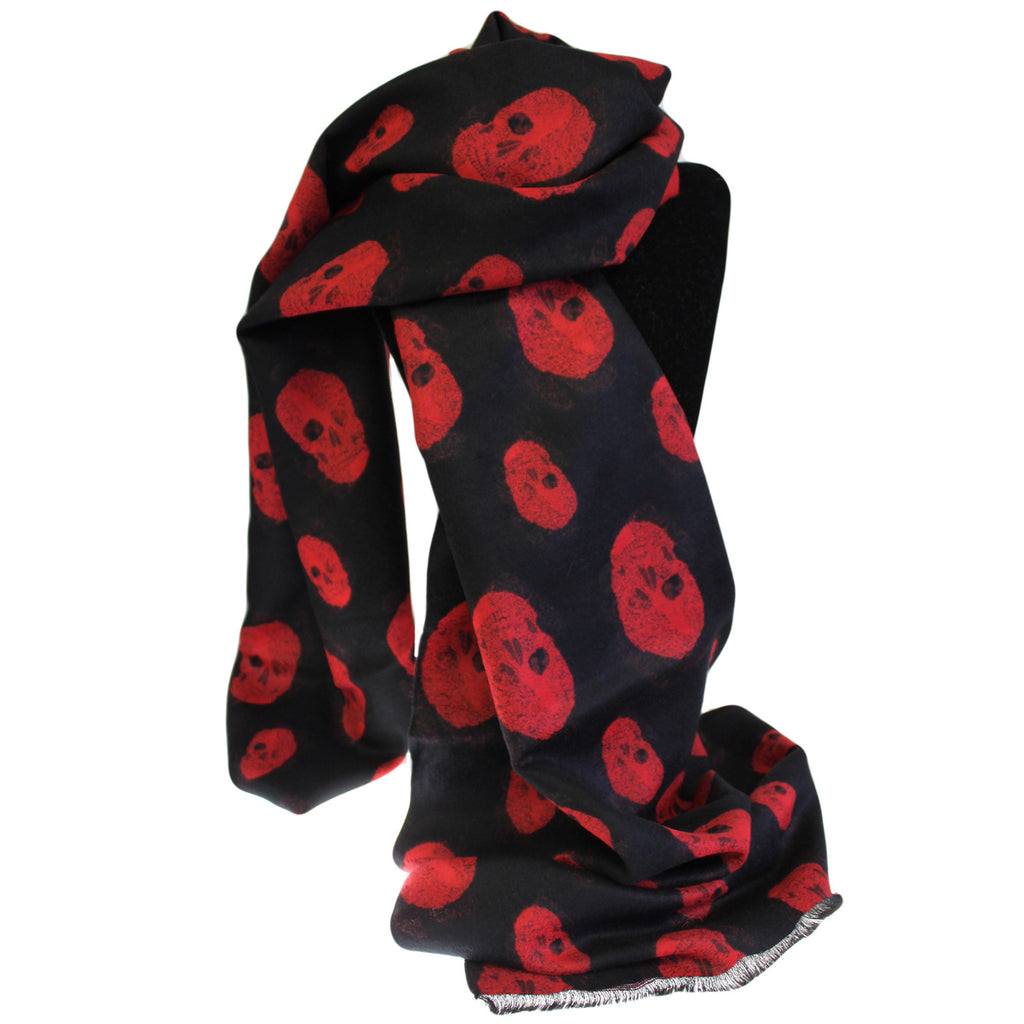 Unisex Rich Kid Skull Scarf - Black & Red