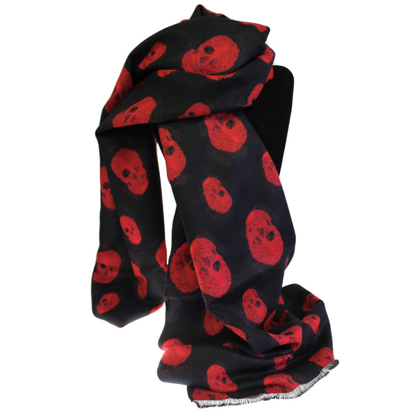 Unisex Rich Kid Skull Scarf - Black & Red