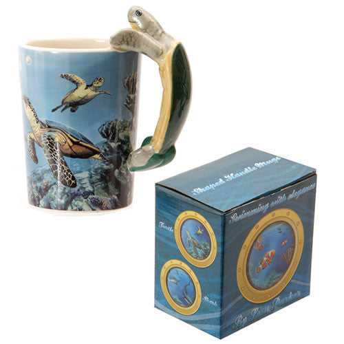 Turtle Shaped Handle Mug with Underwater Decal