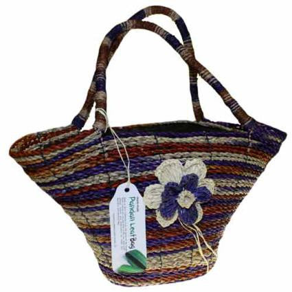 Natural Handle Rice Hat - Lilac / Rust