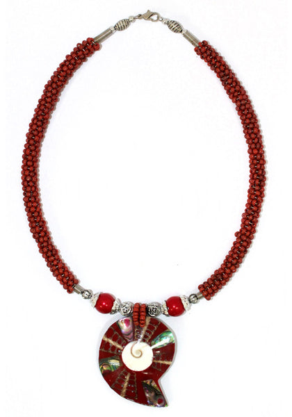 Shell Necklace - Coral