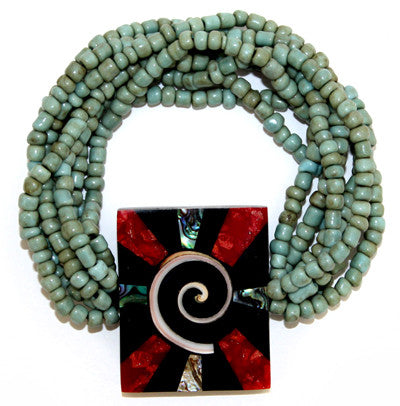 Shell Bracelet - Aqua Green