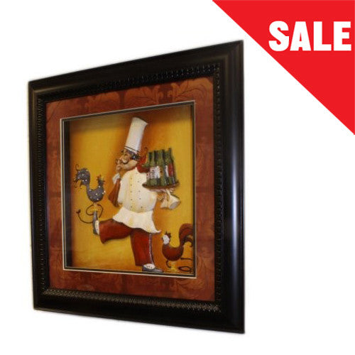 Hand Painted Relief Art - Wine & Hen