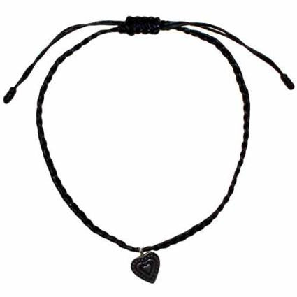 Black Waxed & Silver Ankle Chain D1