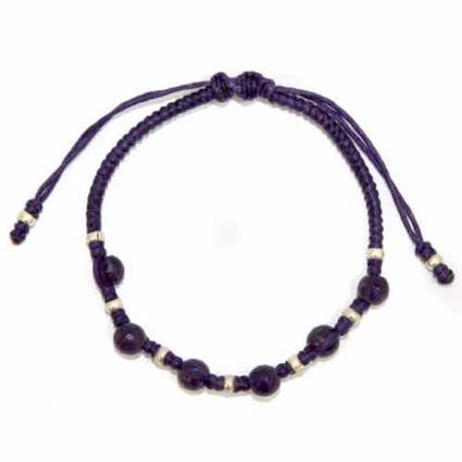 Purp Waxed Amethyst & Silver Bracelet D1