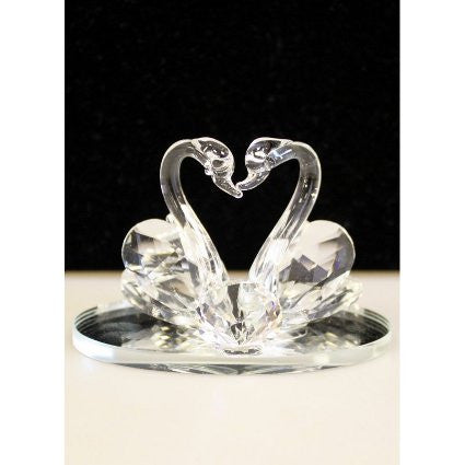 Crystal Swans with Diamond Sml
