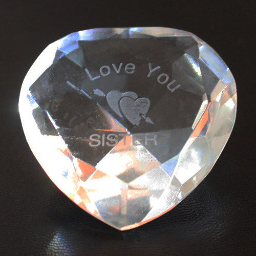 I Love You Sister & Clear Crystal Heart