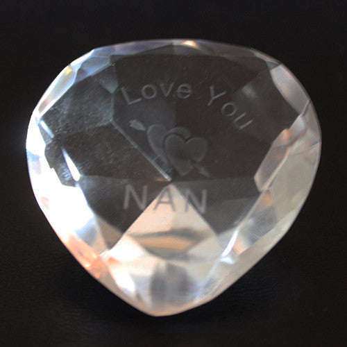 I Love You Nan & Rose Clear Crystal Heart