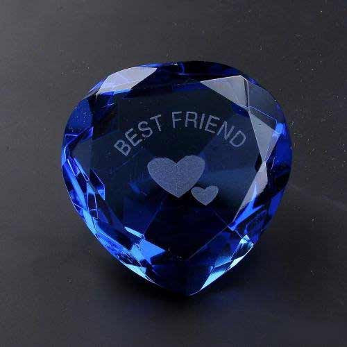 Best Friend & Heart  Blue Crystal Heart