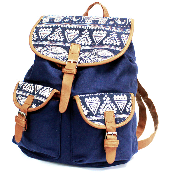 Traveller Backpacks - 2 Pocket Blue Elephant