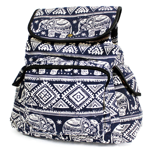 Traveller Backpacks - 3 Pocket Blue Elephant