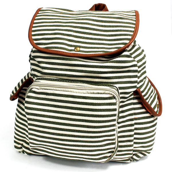 Traveller Backpacks - 3 Pocket Olive Stripe
